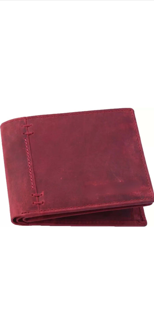 Red Genuine Leather Men's Wallet - Slim & Stylish Design for Everyday Use | Bi-Fold, RFID Blocking, Ample Storage, Durable Quality | Perfect Gift for Men