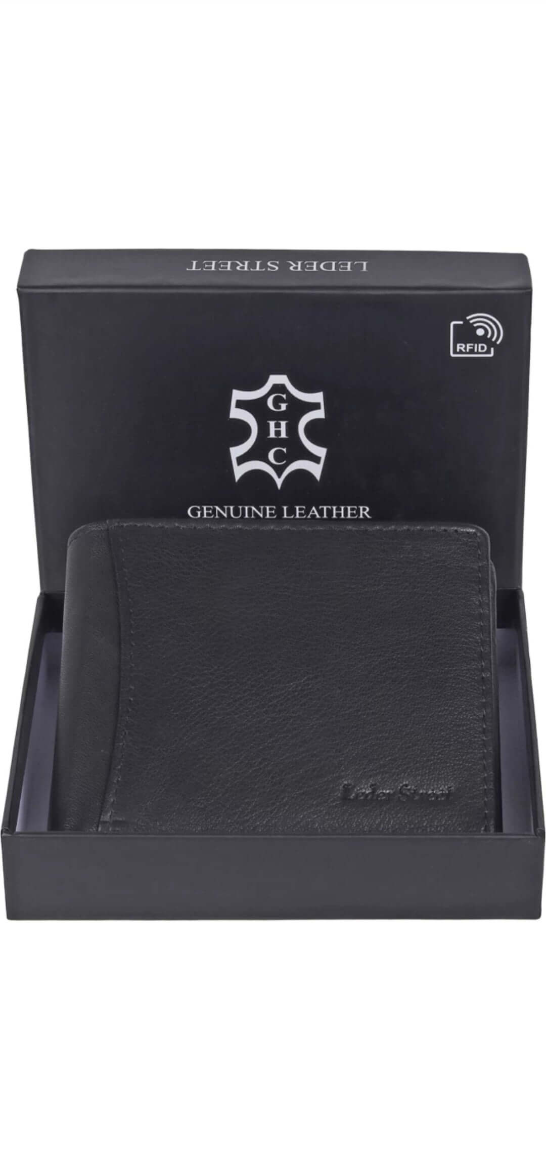 Men's Black Genuine Leather Wallet – Stylish Slim and Durable – RFID Blocking, Multi-Card Slots, Sleek and Timeless for Everyday Use, Ideal Gift for Men – Premium Quality Leather