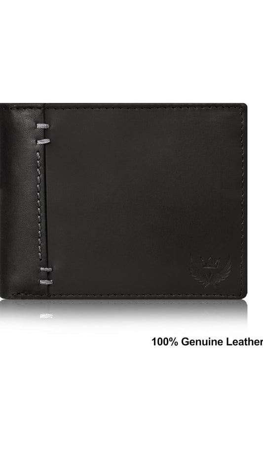 Premium Black Genuine Leather Men's Wallet with Multiple Pockets and Card Slots – Slim, Stylish, and Durable Wallet for Everyday Use, RFID Blocking, Ideal for Minimalist Men Seeking Organization, Luxury Gift for Him