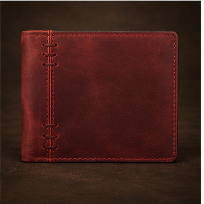 Red Genuine Leather Men's Wallet - Slim & Stylish Design for Everyday Use | Bi-Fold, RFID Blocking, Ample Storage, Durable Quality | Perfect Gift for Men