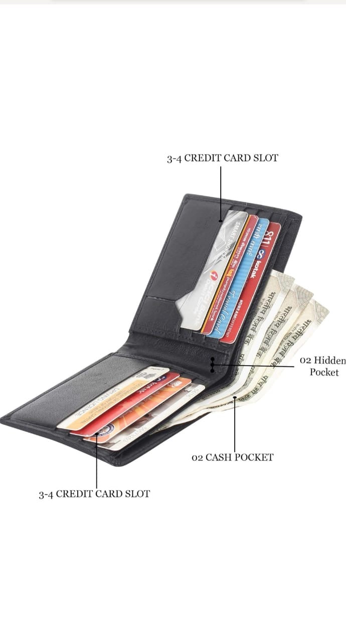 Premium Black Genuine Leather Men’s Wallet with Multiple Card Slots and Coin Pocket – Stylish, Durable, and RFID Protected, Ideal for Everyday Use and the Perfect Gift