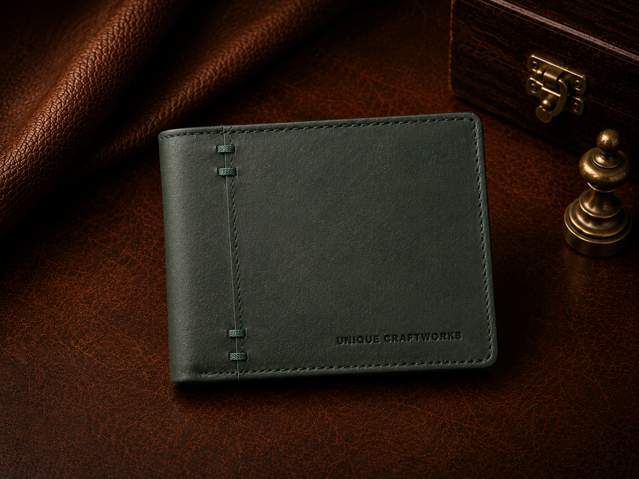Premium Green Genuine Leather Men’s Wallet with Multiple Card Slots and Coin Pocket – Slim and Stylish Design with RFID Protection, Ideal for Everyday Use and Special Gift for Men
