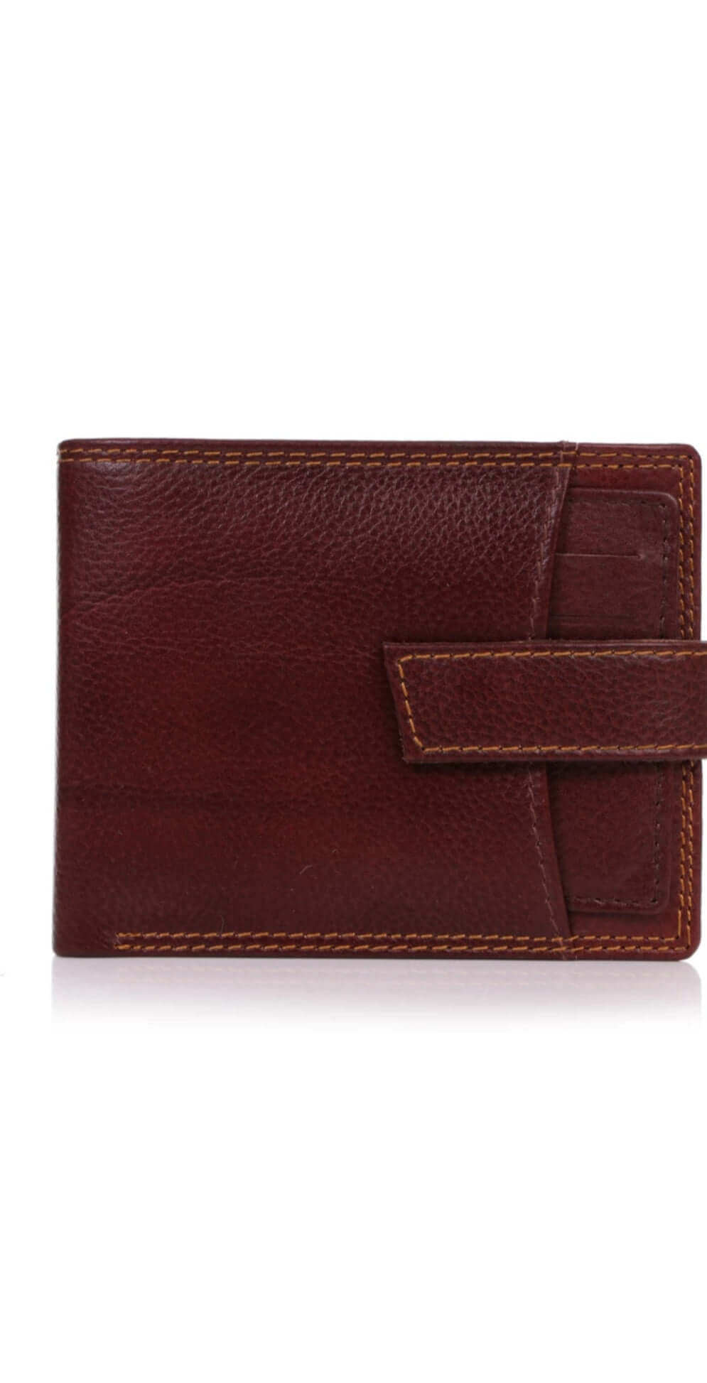 Brown Leather Multi-Pocket Wallet with Secure Closure Strap – Durable, Stylish, and Spacious Design for Men | RFID Protection, Ample Card & Cash Storage | Ideal for Everyday Use & Gifting