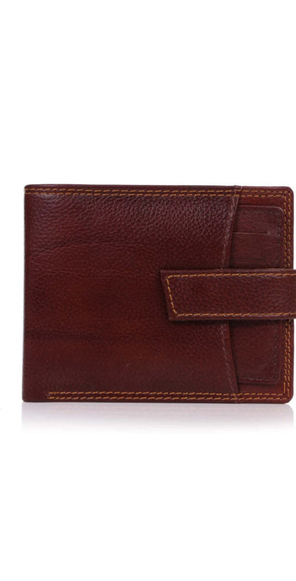 Brown Leather Multi-Pocket Wallet with Secure Closure Strap – Durable, Stylish, and Spacious Design for Men | RFID Protection, Ample Card & Cash Storage | Ideal for Everyday Use & Gifting