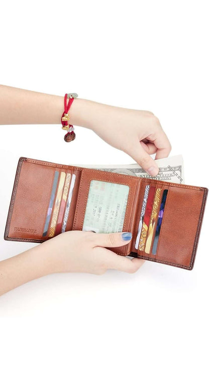 Classic Leather Bi-Fold Wallet for Men - Slim & Stylish Design with Ample Card and Cash Storage | Durable, High-Quality Leather | RFID Protection | Ideal for Daily Use & Gifting