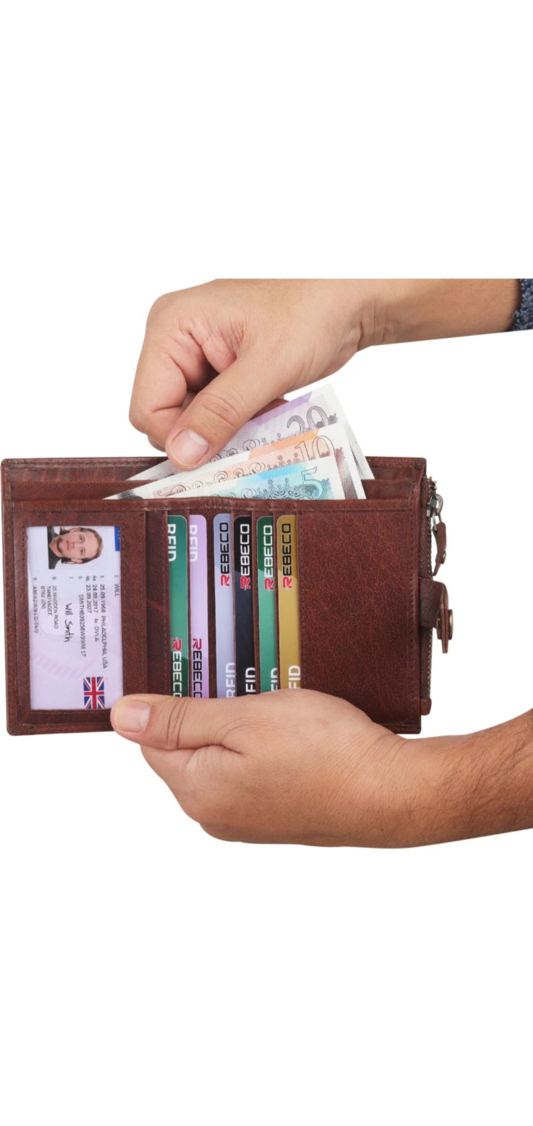 A image of Brown leather wallet for my shopify store.