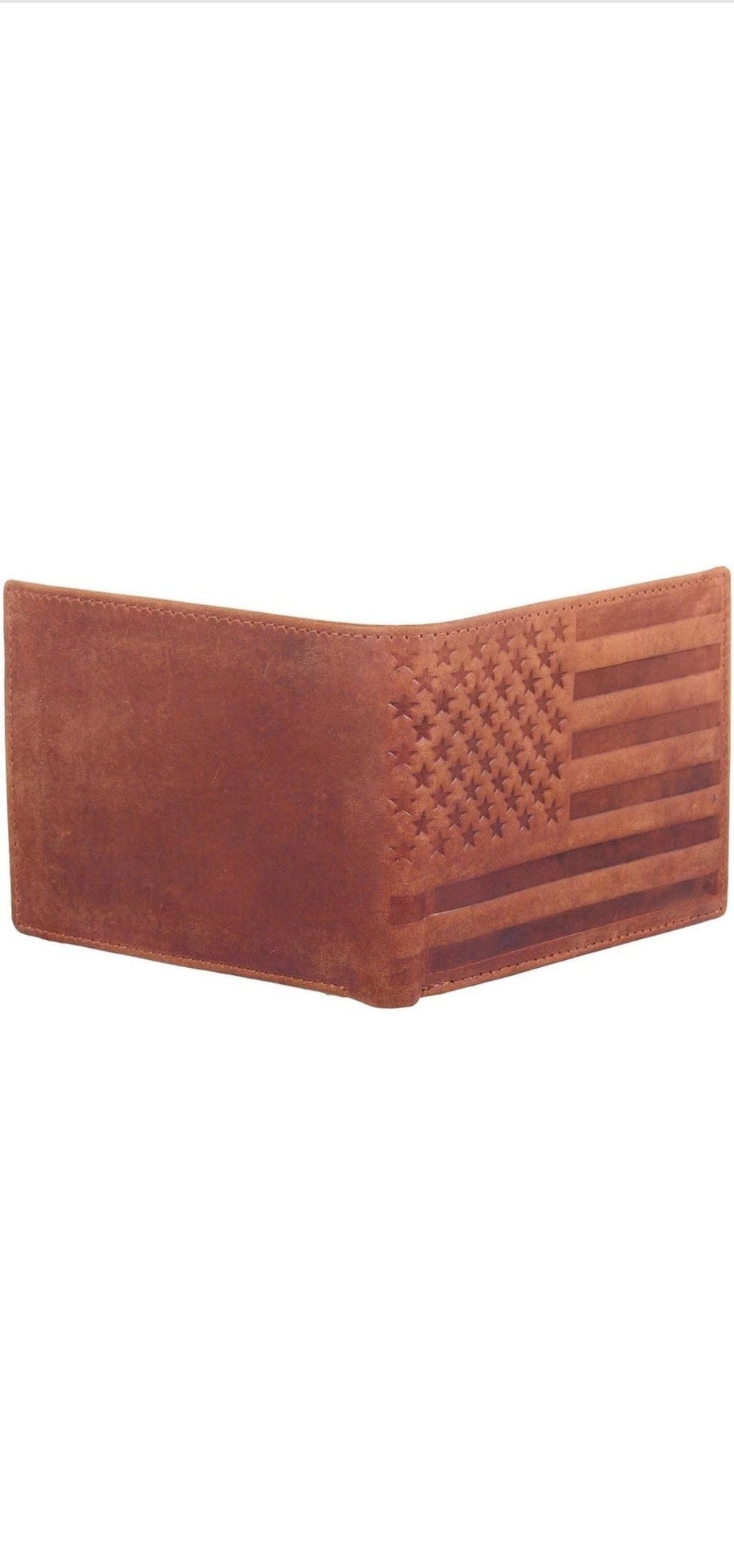 Brown American Flag Leather Men's Wallet – Distinctive Patriotic Design | Premium Genuine Leather Wallet for Men with RFID Blocking | Compact and Durable Bifold Wallet for Everyday Use