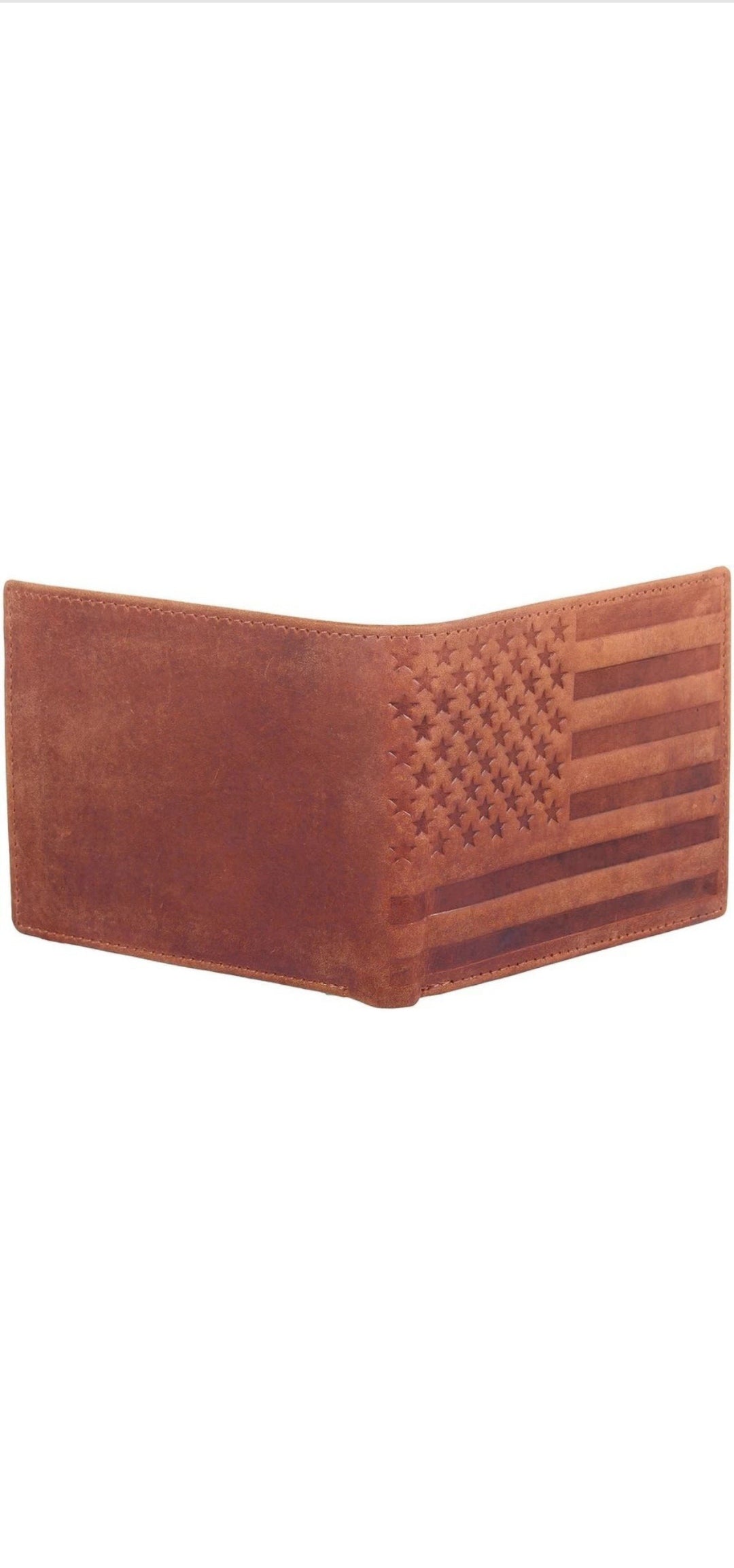 Brown American Flag Leather Men's Wallet – Distinctive Patriotic Design | Premium Genuine Leather Wallet for Men with RFID Blocking | Compact and Durable Bifold Wallet for Everyday Use