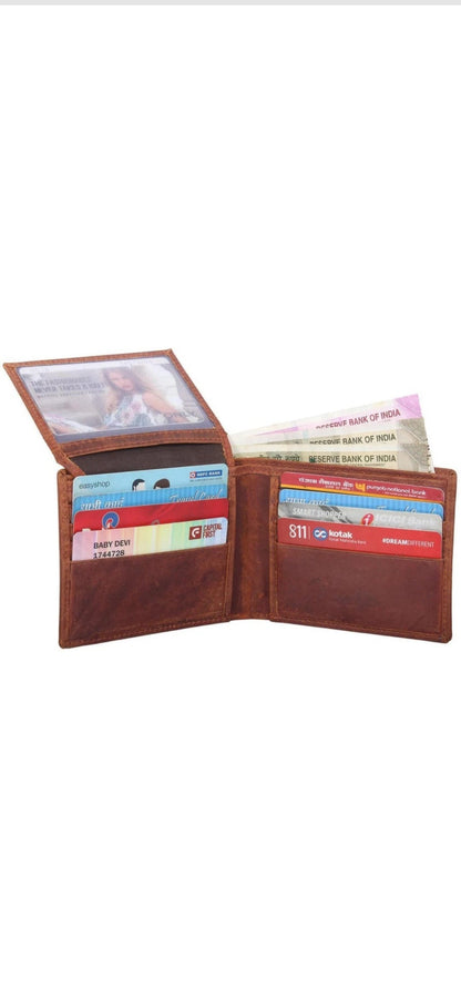 Brown American Flag Leather Men's Wallet – Distinctive Patriotic Design | Premium Genuine Leather Wallet for Men with RFID Blocking | Compact and Durable Bifold Wallet for Everyday Use