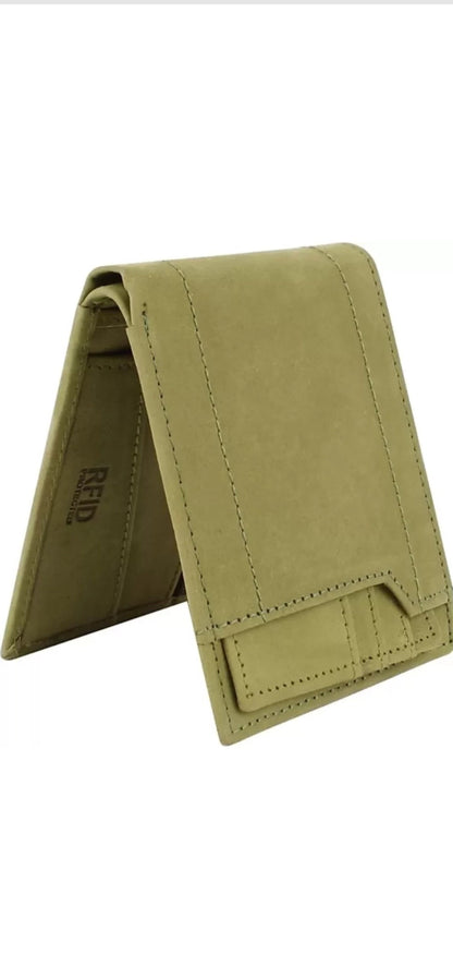 Green Multi-Pocket Leather Men's Wallet – Stylish, Durable, and Spacious Wallet for Everyday Use | Genuine Leather Wallet with RFID Blocking | Ideal Gift for Men – Classic Bifold Wallet Design