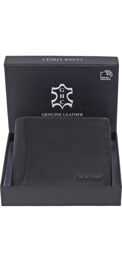 Men's Black Genuine Leather Wallet – Stylish Slim and Durable – RFID Blocking, Multi-Card Slots, Sleek and Timeless for Everyday Use, Ideal Gift for Men – Premium Quality Leather