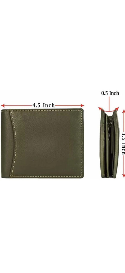 Premium Green Genuine Leather Men’s Wallet with Multiple Card Slots and Coin Pocket – Slim and Stylish Design with RFID Protection, Ideal for Everyday Use and Special Gift for Men
