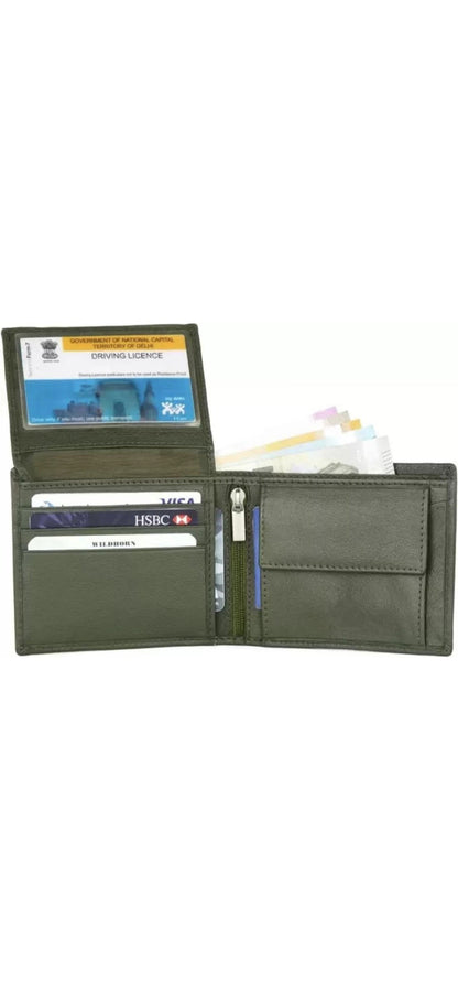 Premium Green Genuine Leather Men’s Wallet with Multiple Card Slots and Coin Pocket – Slim and Stylish Design with RFID Protection, Ideal for Everyday Use and Special Gift for Men