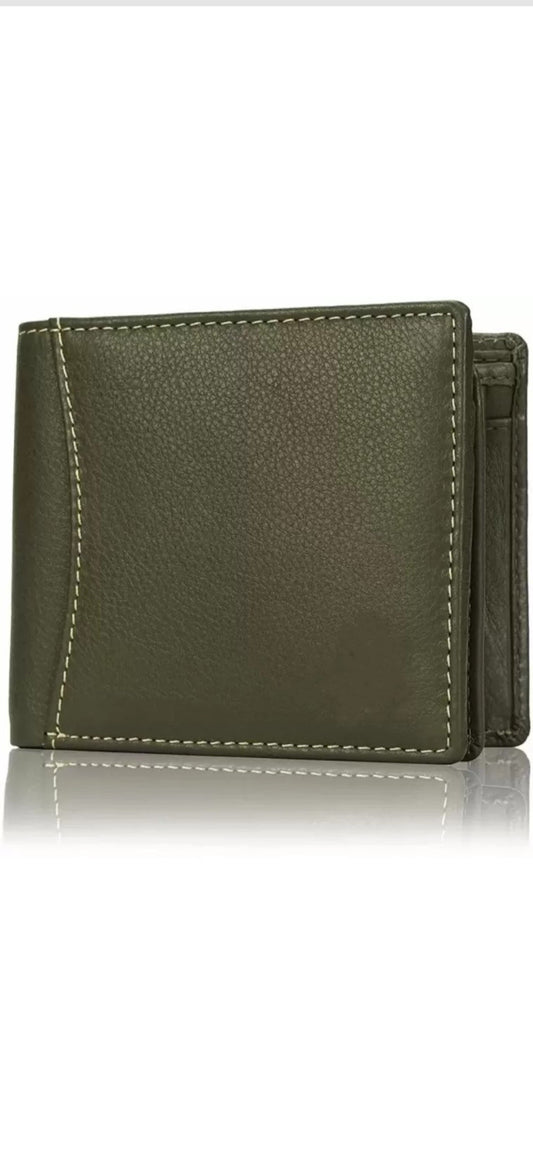 Premium Green Genuine Leather Men’s Wallet with Multiple Card Slots and Coin Pocket – Slim and Stylish Design with RFID Protection, Ideal for Everyday Use and Special Gift for Men