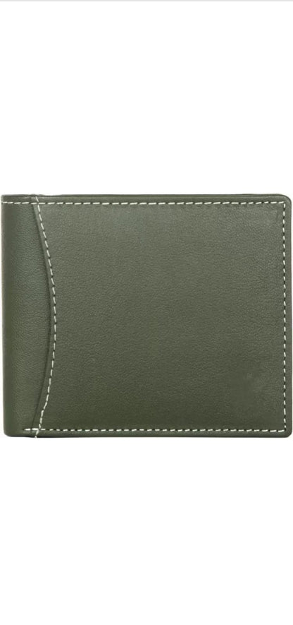 Premium Green Genuine Leather Men’s Wallet with Multiple Card Slots and Coin Pocket – Slim and Stylish Design with RFID Protection, Ideal for Everyday Use and Special Gift for Men