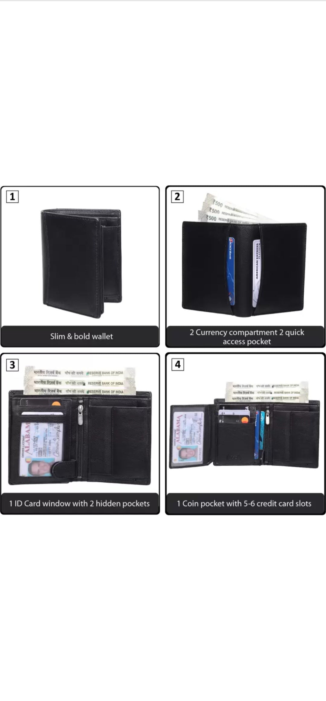 Premium Black Genuine Leather Men’s Wallet with Multiple Card Slots and Coin Pocket – Stylish, Durable, and RFID Protected, Ideal for Everyday Use and the Perfect Gift