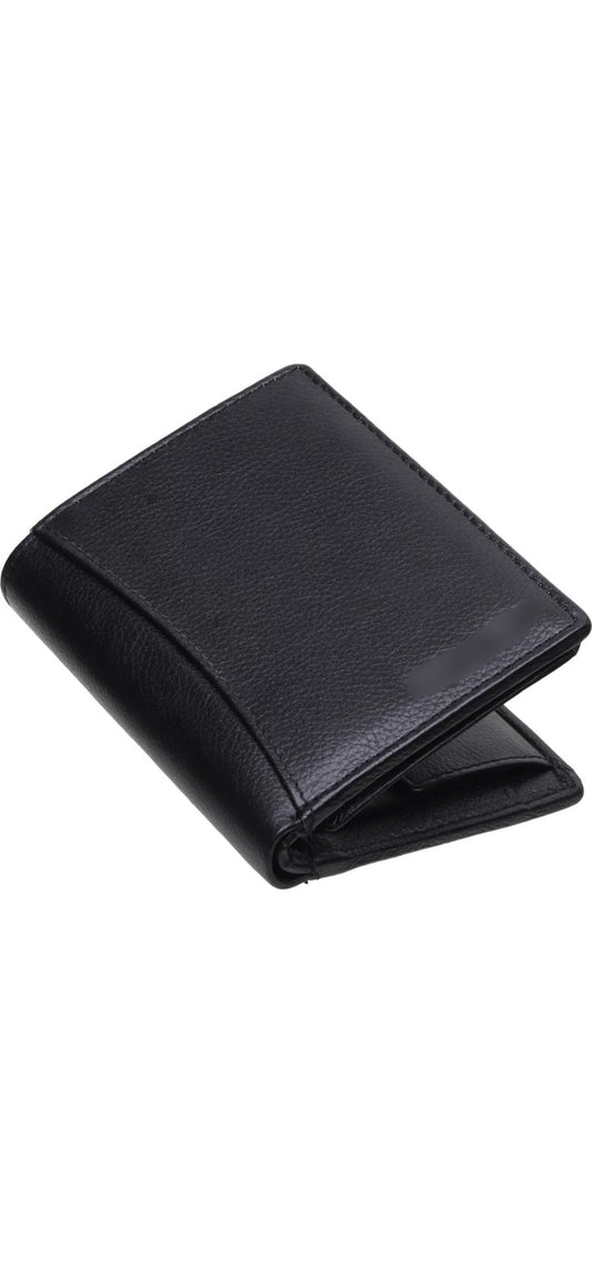 Premium Black Genuine Leather Men’s Wallet with Multiple Card Slots and Coin Pocket – Stylish, Durable, and RFID Protected, Ideal for Everyday Use and the Perfect Gift