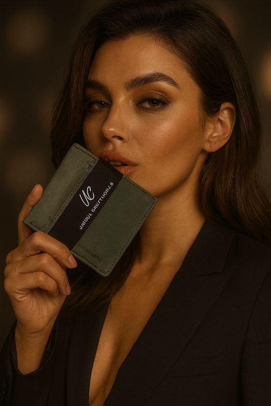 Green Suede Leather Wallet – Handmade by Unique Craftworks