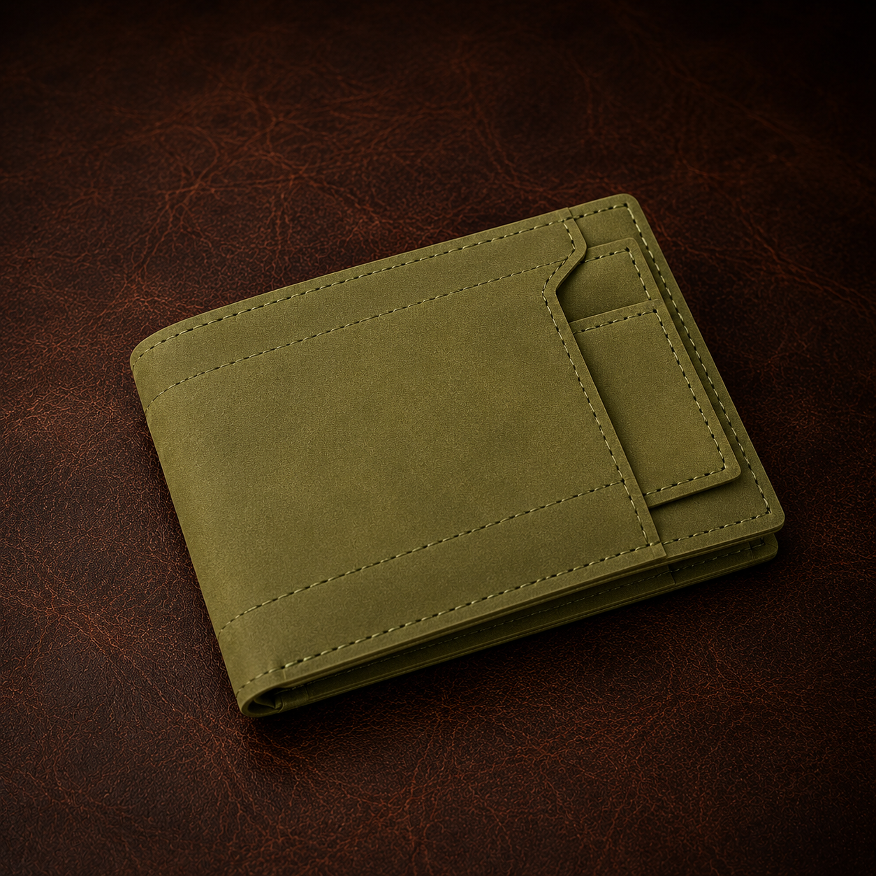 Elegant Green Genuine Leather Men's Wallet with Multiple Card Slots and Coin Pocket – Compact and Stylish with RFID Blocking, Perfect for Everyday Use, Ideal Gift for Men Who Value Function and Style