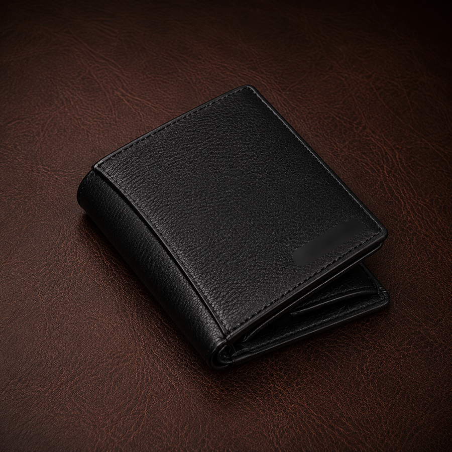 Men's Black Genuine Leather Wallet – Stylish Slim and Durable – RFID Blocking, Multi-Card Slots, Sleek and Timeless for Everyday Use, Ideal Gift for Men – Premium Quality Leather